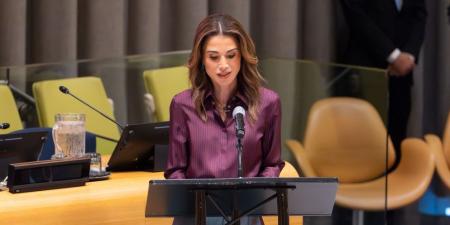 الملكة رانيا تنتقد تفاوت الدعم العالمي للنساء خلال كلمة لها في مقر الأمم المتحدة في نيويورك - تليجراف الخليج